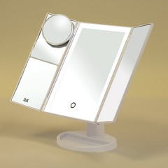 Зеркало настольное с LED-подсветкой для макияжа, размер 24х18 см, складное, увеличение х2, х3, х10, белое, BRABIX, 609337 - фото 9