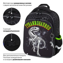 Ранец BRAUBERG QUADRO, 3 отделения, с брелком, "Tyrannosaur", светящийся рисунок, 37х28х18 см, 272021 - фото 14
