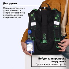 Ранец BRAUBERG PREMIUM, 2 отделения, с брелоком, "Кибер-паук", ЛАМПОЧКИ, 38х29х16 см, 273101 - фото 24