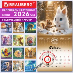 Календарь настенный перекидной 2026 г., BRAUBERG, 12 листов, 21,4х21,4 см, МИНИ, "Magic animals", 116943 - фото 18