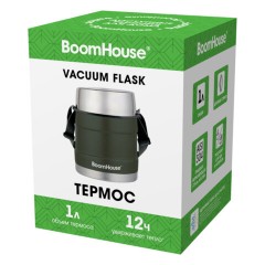 Термос 1 л для еды/напитков с широким горлом, BOOMHOUSE (БУМХАУС) RIBBED, контейнер, нержавеющая сталь SUS304, 700322 - фото 3
