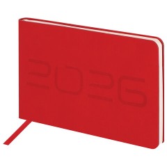 Еженедельник датированный 2026 МАЛЫЙ ФОРМАТ 105х160 мм, А6, BRAUBERG "Imprint", тиснение, красный, 117211