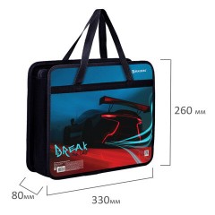 Папка на молнии с ручками BRAUBERG А4, 1 отделение, пластик, 80 мм, "Speed", 270872 - фото 2