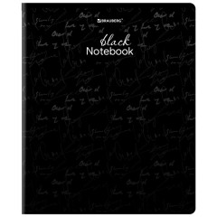 Тетрадь А5, 48 л., BRAUBERG, скоба, клетка, матовая ламинация, выборочный лак, "Black" (микс в спайке), 404375 - фото 4