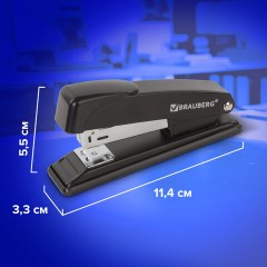 Степлер №24/6, 26/6 металлический BRAUBERG "Office", до 20 листов, черный, 228614 - фото 10