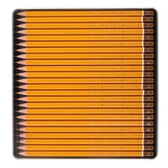 Карандаши чернографитные KOH-I-NOOR 1500, НАБОР 24 шт., 8В-10H, без резинки, металлическая коробка, 1504024001PL - фото 3