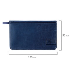 Еженедельник датированный 2026, МАЛЫЙ ФОРМАТ 95х155 мм, А6, BRAUBERG "Imperial", под кожу, синий, 117187 - фото 2