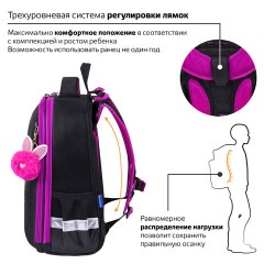 Ранец BRAUBERG SHINY, 2 отделения, с брелоком, "Magic cat", 38х28х14 см, 271381 - фото 11