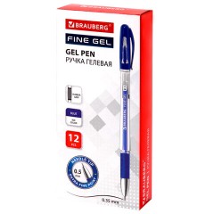 Ручка гелевая с грипом BRAUBERG "Fine Gel", СИНЯЯ, игольчатый узел 0,5 мм, линия письма 0,35 мм, 141179 - фото 9
