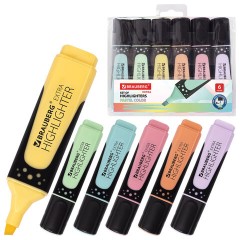 Набор текстовыделителей BRAUBERG 6 шт., АССОРТИ, "EXTRA PASTEL", прорезиненный корпус, линия 1-5 мм, 151757