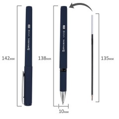 Ручки шариковые с грипом BRAUBERG "VIVID", НАБОР 3 ШТУКИ, СИНИЕ, SOFT TOUCH покрытие, узел 0,7 мм, линия письма 0,35 мм, 144401 - фото 12