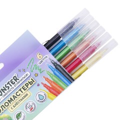 Фломастеры с блестками FUNSTER (ФАНСТЕР) "GLITTER" 6 цветов, ударопрочный наконечник, 152628 - фото 3
