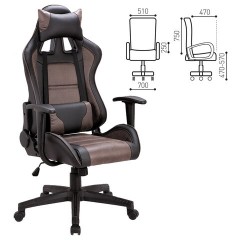 Кресло компьютерное BRABIX "GT Racer GM-100", две подушки, ткань, экокожа, черное/коричневое, 531819 - фото 2