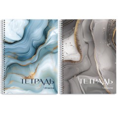 Тетрадь А4, 120 л., BRAUBERG, гребень, клетка, глянцевый лак, "Мрамор", 405641