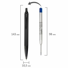 Ручка шариковая PARKER "IM Achromatic Black BT", черный матовый, нержавеющая сталь, синяя, 2127618 - фото 5