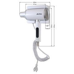 Фен для волос настенный KSITEX F-2000W JET, 2000 Вт, пластик 2 скорости, 2 температурных режима, белый - фото 2