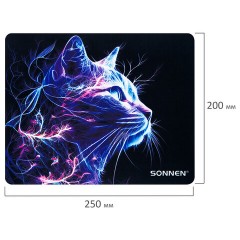 Коврик для мыши SONNEN "NEON CAT" резина + ткань, 250х200х2 мм, 513956 - фото 5