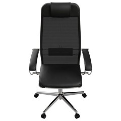 Кресло офисное МЕТТА "ErgoLife" Comfort, хром, сиденье мягкое, ткань-сетка/экокожа, черное - фото 5