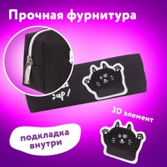 Пенал ЮНЛАНДИЯ, 1 отделение, полиэстер, "Cat", черный, 19х4х6 см, 270279 Пенал ЮНЛАНДИЯ, 1 отделение, полиэстер, "Cat", черный, 19х4х6 см, 270279 - фото 7