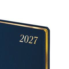 Ежедневник датированный 2027, БОЛЬШОЙ ФОРМАТ 210х297 мм, А4, BRAUBERG "Iguana", под кожу, синий, 118099 - фото 3