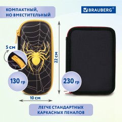 Пенал BRAUBERG, 1 отделение, 1 откидная планка, EVA, 22х10х5 см, "Venomous spider", 271553 - фото 12