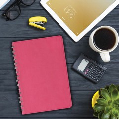 Бизнес-тетрадь на гребне А5 148x218 мм, BRAUBERG "Office PRO", под кожу, клетка, 80 л., розовая, 111042 - фото 14