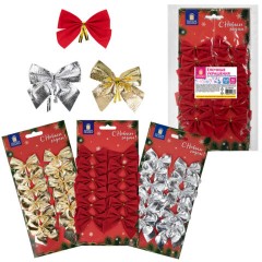 Украшение ёлочное "Бантики", НАБОР 36 шт. (3 цвета по 12 шт.), 5x5 см, ЗОЛОТАЯ СКАЗКА, 592152