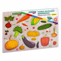 Рамка-вкладыш деревянная развивающая "Овощи", 22х30 см, BRAUBERG KIDS, 665255 - фото 7