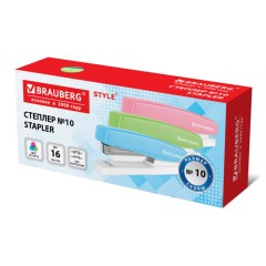 Степлер №10 BRAUBERG "STYLE", до 16 листов, ассорти, 274680 - фото 4