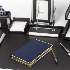 Ежедневник датированный 2026 А5 148х218 мм, GALANT "Infinity Gold", под кожу, темно-синий, 117503 - фото 5