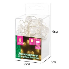 Электрогирлянда-нить комнатная "Жемчужины", 2 м, 20 LED, тёплый белый, батарейки, ЗОЛОТАЯ СКАЗКА, 592849 - фото 4