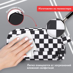 Пенал-органайзер HEIKKI (ХЕЙКИ) с ручкой, значки, 2 отделения, откидная планка, 22x13х10 см, "Black&White", 273601 - фото 19
