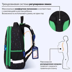 Ранец BRAUBERG PREMIUM, 2 отделения, с брелоком, "Атака", патчи на липучках, 38х29х16 см, 273104 - фото 14