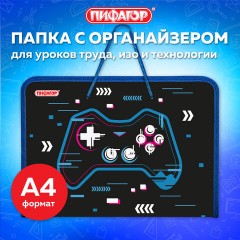 Папка для труда на молнии с ручками ПИФАГОР А4, 1 отделение, пластик, органайзер, "Lucky gamer", 273390 - фото 9