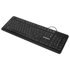 Клавиатура проводная USB, 104 плоские клавиши, LED-подсветка, SONNEN K308, черная, 513947 - фото 3