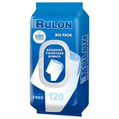 Бумага туалетная влажная смываемая 120 шт., MON RULON, с пластиковым клапаном, 72955