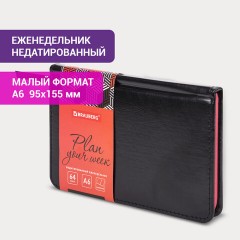 Еженедельник недатированный МАЛЫЙ ФОРМАТ 95х155 мм А6 BRAUBERG "Rainbow", под кожу, 64 л., черный, 114485 Еженедельник недатированный МАЛЫЙ ФОРМАТ 95х155 мм А6 BRAUBERG "Rainbow", под кожу, 64 л., черный, 114485 - фото 14