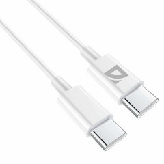 Кабель USB Type-C-Type-C, 60 Вт, белый, 2 м, DEFENDER F182, 87538 - фото 2