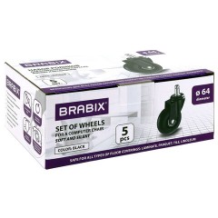 Колеса (ролики) BRABIX для кресла мягкие, резиновые, d 64 мм, КОМПЛЕКТ 5 шт., шток d 11 мм, в коробе, 533087 Колеса (ролики) BRABIX для кресла мягкие, резиновые, d 64 мм, КОМПЛЕКТ 5 шт., шток d 11 мм, в коробе, 533087 - фото 5