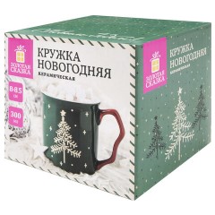 Кружка новогодняя с изображением "ЕЛИ В ЛЕСУ", 300 мл, 8х8,5 см, каменная керамика, ЗОЛОТАЯ СКАЗКА, 592971 - фото 5