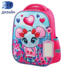 Ранец ЮНЛАНДИЯ LIGHT, 2 отделения, "Pretty mouse", 3D панель, 38х29х16 см, 270606 - фото 6