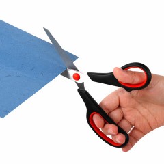 Ножницы BRAUBERG SOFT GRIP НАБОР 5 штук (140, 170, 190, 220, 240 мм), эргономичные черно-красные ручки, ВЫГОДНАЯ УПАКОВКА, 238410 - фото 9
