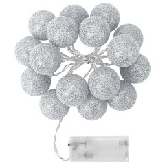 Электрогирлянда-нить комнатная 1,8 м, 16 LED, с насадками, вид: "Шарики", серебро, тёплый белый, на батарейках, ЗОЛОТАЯ СКАЗКА, 592559 - фото 2