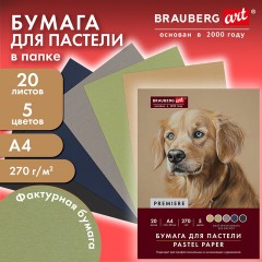 Бумага для пастели ФАКТУРНАЯ, А4, в папке, 20 листов, 5 цветов, 270 г/м2, BRAUBERG ART, 117755 - фото 4