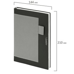 Ежедневник в наборе с ручкой А5, 144x210 мм, BRAUBERG "Style" под кожу, 160 листов, черный, 116860 - фото 3