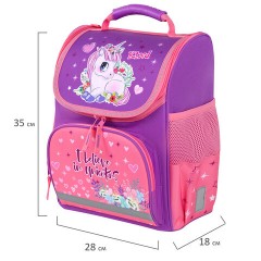 Ранец ПИФАГОР BASIC, 1 отделение, 3 кармана, эргономичная спинка, "Happy unicorn", 35х28х18 см, 271372 Ранец ПИФАГОР BASIC, 1 отделение, 3 кармана, эргономичная спинка, "Happy unicorn", 35х28х18 см, 271372 - фото 2