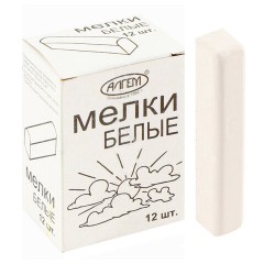 Мел белый квадратный 12 штук, АЛГЕМ, картонная упаковка, НМБ-12 - фото 3