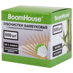 Зубочистки бамбуковые 500 шт. в индивидуальной бумажной упаковке, BOOMHOUSE (БУМХАУС), 701953