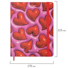 Дневник 1-11 класс 48 л., твердый, BRAUBERG, матовая ламинация, резинка, закладка-ляссе, с подсказом, "Сердечки", 107241 - фото 2