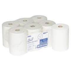 Полотенца бумажные рулонные KIMBERLY-CLARK Scott, КОМПЛЕКТ 6 шт., Slimroll, 190 м, белые, 6697